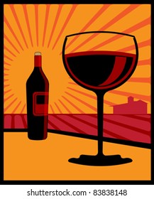 Wine glass and bottle
