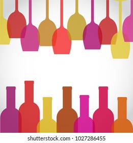wine glass and bottle art background, stock vector illustration