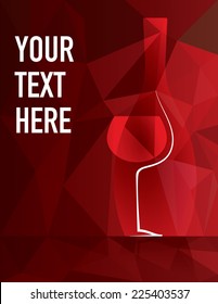 Wine Glass and Bottle Background. Wine bottle and glass with red wine on colorful background. Fully scalable vector illustration.