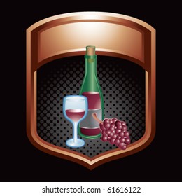 wine glass and bottle bronze shiny display