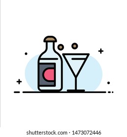 Wine, Glass, Bottle, Easter  Business Flat Line Filled Icon Vector Banner Template