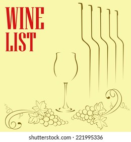 Wine glass, bottle and grapes.