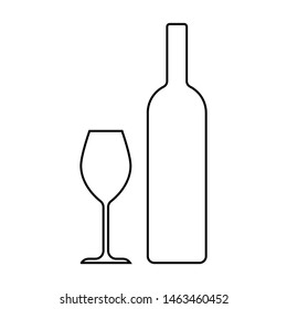 ワイングラスとワインボトルのアイコン アルコール 飲料のロゴ ベクターイラスト シルエットを飲む のベクター画像素材 ロイヤリティフリー