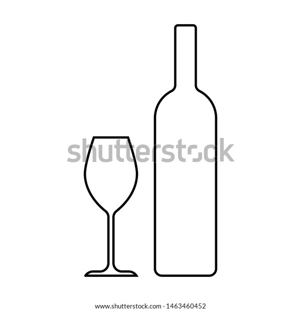 ワイングラスとワインボトルのアイコン アルコール 飲料のロゴ ベクターイラスト シルエットを飲む のベクター画像素材 ロイヤリティフリー