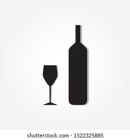 Wine glass and  bottle icon. Restaurant icons. Vector illustration
