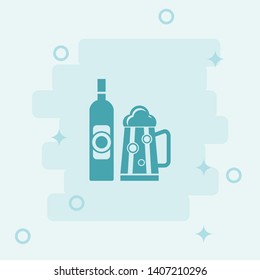 Wine Glass & Bottle  Icon. Simple icon, blue colored icon illustration.
