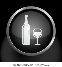 Wine Glass and Wine Bottle Icon Symbol