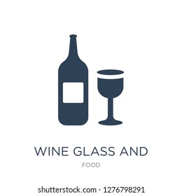 wine glass and bottle icon vector on white background, wine glass and bottle trendy filled icons from Food collection, wine glass and bottle vector illustration