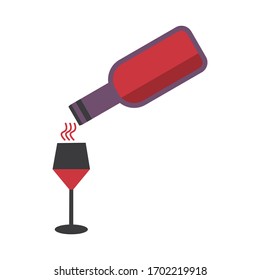 wine glass and bottle icon vector sign isolated on white background. wine glass symbol illustration template color editable