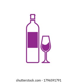 wine glass and bottle icon vector illustration template