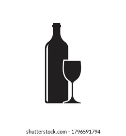 wine glass and bottle icon vector illustration template