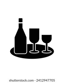 wine glass with bottle icon, vector best flat icon.
