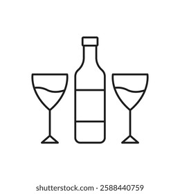 wine glass bottle icon vector design line style