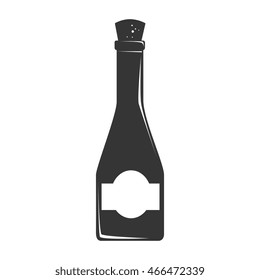 wine glass bottle isolated flat icon design