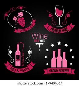 wine glass bottle label set