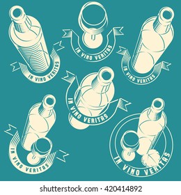 wine glass and bottle label set