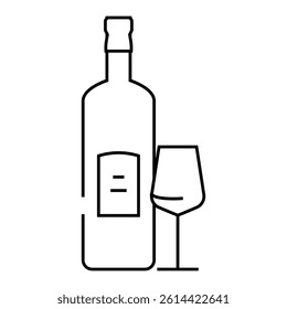 wine glass bottle line icon vector. wine glass bottle sign. isolated contour symbol black illustration