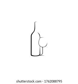 Wine glass. Bottle logo design background. flat style trend modern logotype design vector illustration.


