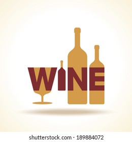 Wine glass bottle logo silhouette in vector format