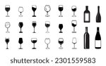 Wine glass and bottle silhouette