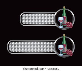wine glass and bottle silver checkered tabs