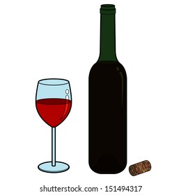 wine glass and bottle vector