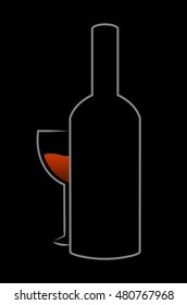 Wine glass and bottle vector