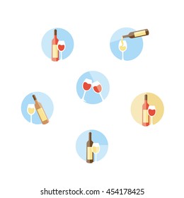 wine. glass wine . bottle wine. vector. icon. Art