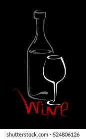 Wine glass and bottle vector illustration