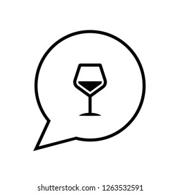 Wine Glass in Bubble Speech Icon. Wine Story Vector. Conversation While Wine Party. Celebration Sign. 