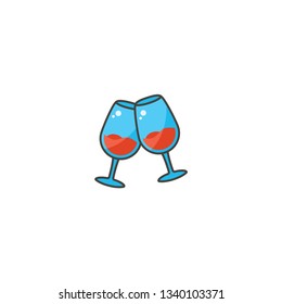 wine glass cartoon icon on a white background