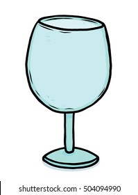 Wine Glass / Cartoon Vector And Illustration, Hand Drawn Style, Isolated On White Background.