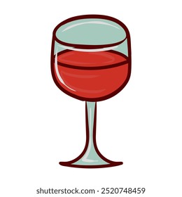 Copo de vinho. Celebração, bebida, álcool, festa, vermelho, bebida, vidro, seco, meio-doce, licor, bar, torcida, refresco, cabernet, merlot, coquetel, elegante, jantar, festivo. Ilustração vetorial