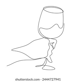 wine glass celebratory toast cheers hand drawn one line continuous vector illustration