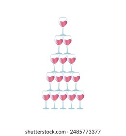 Wine glass champion tower, Vector art, Drink