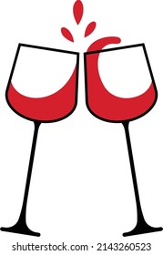 wine glass cheers flat vector illustration