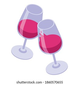 Wine Glass Cheers Icon. Isometric Of Wine Glass Cheers Vector Icon For Web Design Isolated On White Background