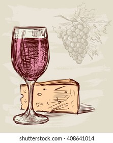 wine glass and cheese