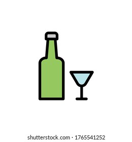 Wine, glass colored icon. Simple color element illustration. Wine, glass concept outline symbol design from Bar set. Can be used for web and mobile