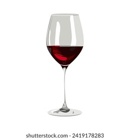 Wine glass. Colorful realistic illustration, vector