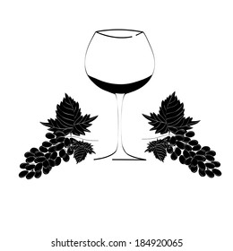 wine glass concept menu design. Wine glass with grapes. Vector