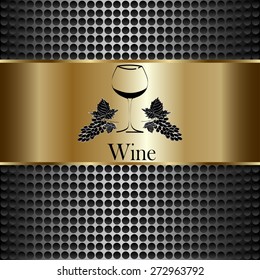 wine glass concept menu design. Wine glass with grapes. Vector