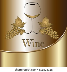 wine glass concept menu design. Wine glass with grapes. Vector
