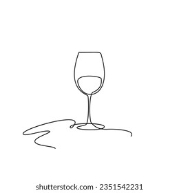 Weinglas-Durchlaufzeichnung, Minimalistische Monoline-Wineglass, Alkoholgetränk-Feiertagskündung, Weingläser-Illustration mit einer einzigen Linie