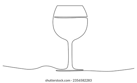 Wine glass continuous line drawn. Vector illustration isolated on white.