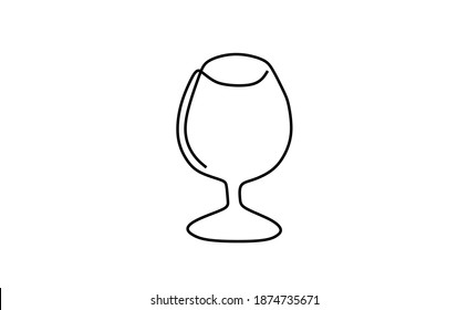 Wine glass. Continuous one line drawing