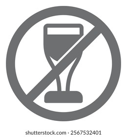 Wine glass cup ban solid icon, prohibited elements concept. Vector graphics. Wine, whisky alcohol drinking forbidden sign on white background, glyph style icon for mobile or web design