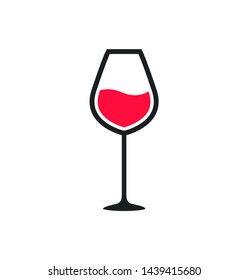 Wine glass cup icon. Red wine symbol pour drink beverage silhouette, glass cup.