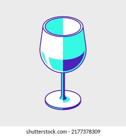 Wine glass cup isometric vector icon illustration