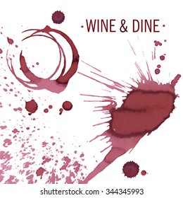 Wine glass or cup stains isolated on white, vector